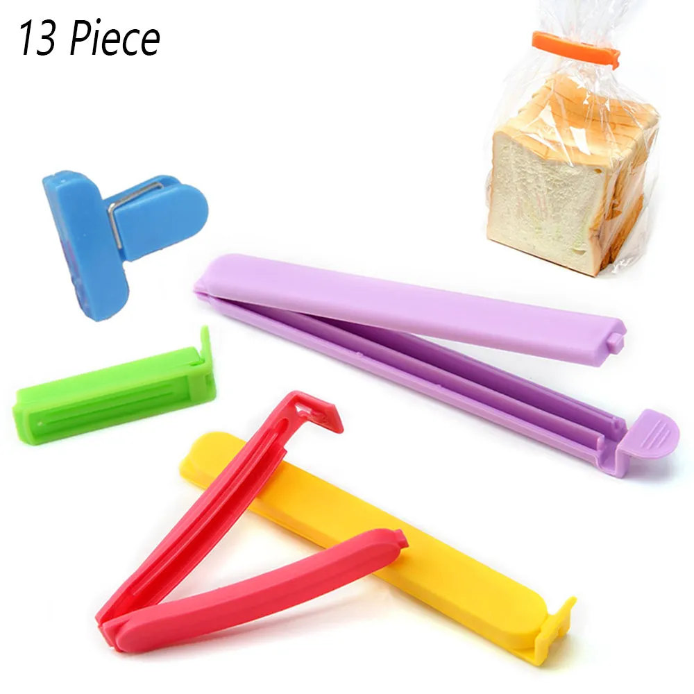 13 Pc Sealing Chip Clips Fresh Food Kitchen Storage Bags Organization Colors Set
