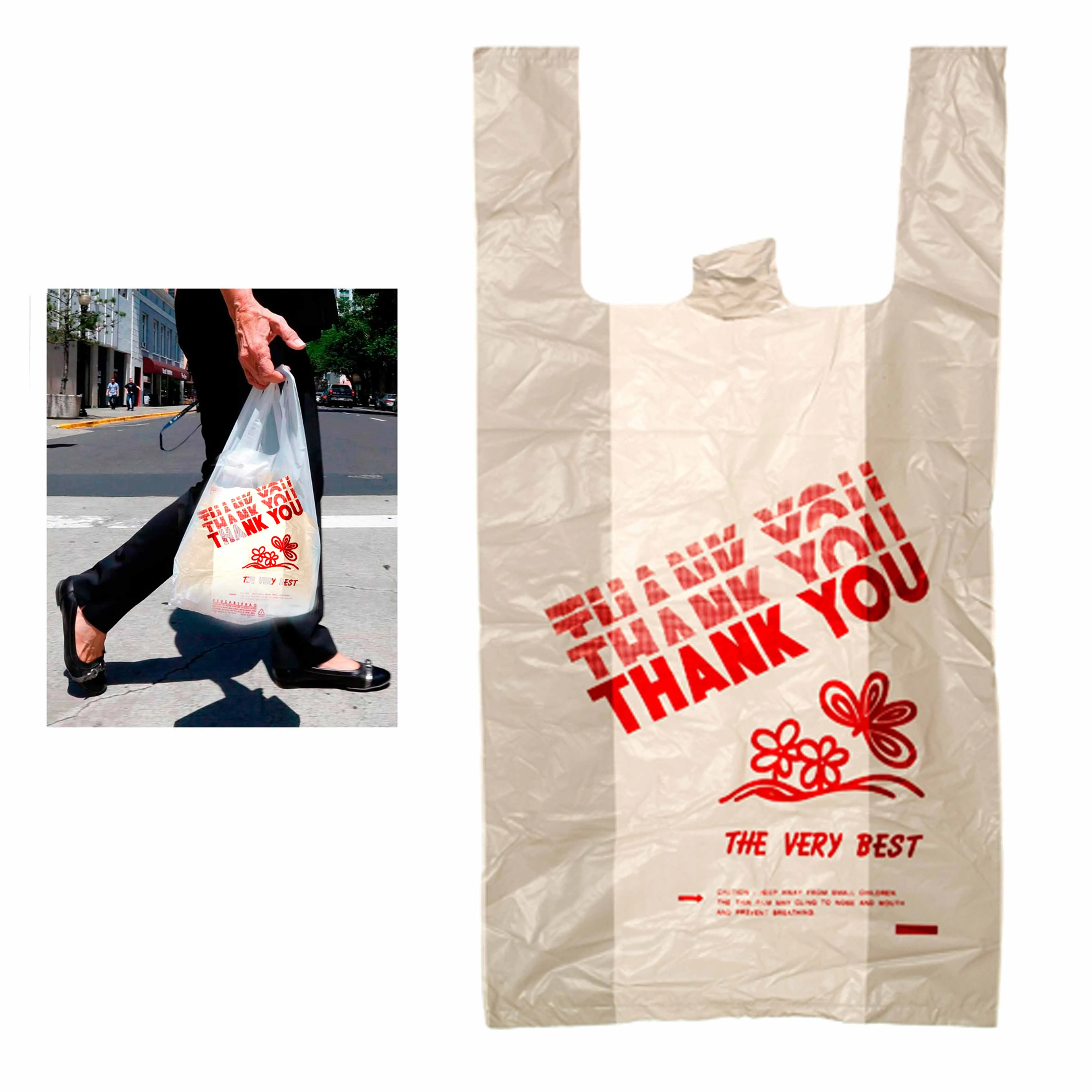 1480 Ct Thank You Retail Plastic Shopping Grocery Bag T-Shirt Handle Supermarket