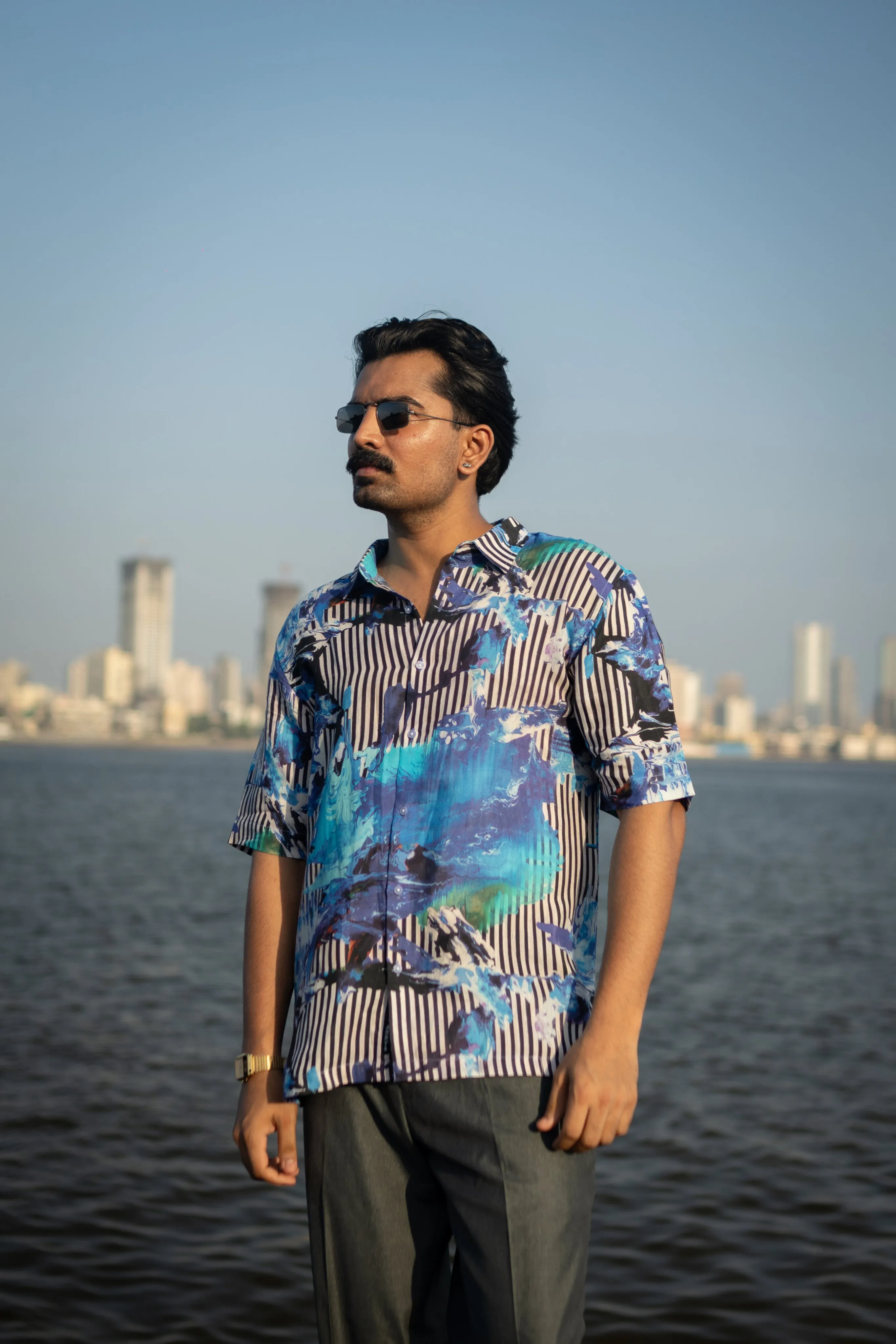 Electric Tide Pure Satin Linen Short Sleeve Shirt