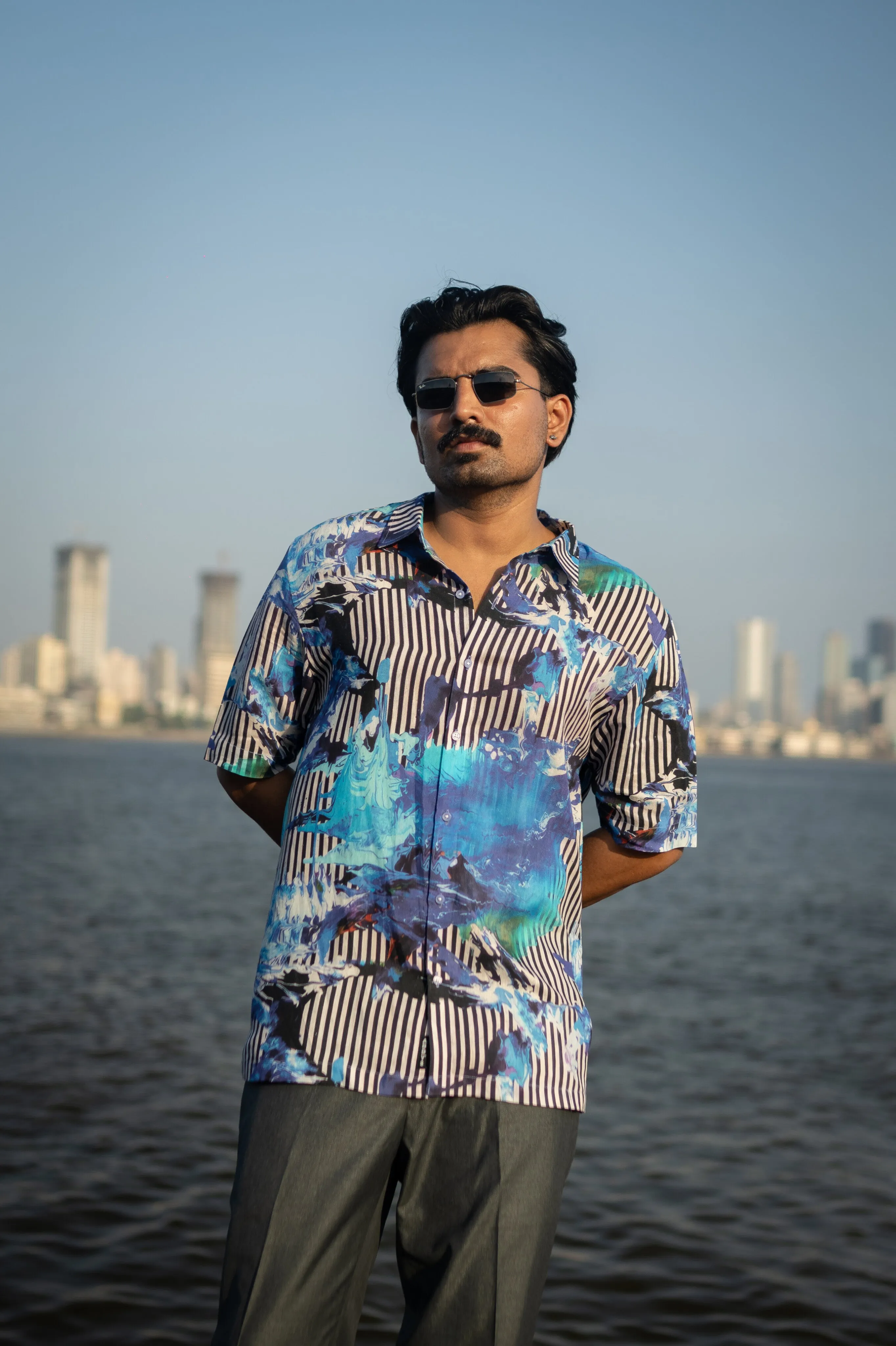 Electric Tide Pure Satin Linen Short Sleeve Shirt
