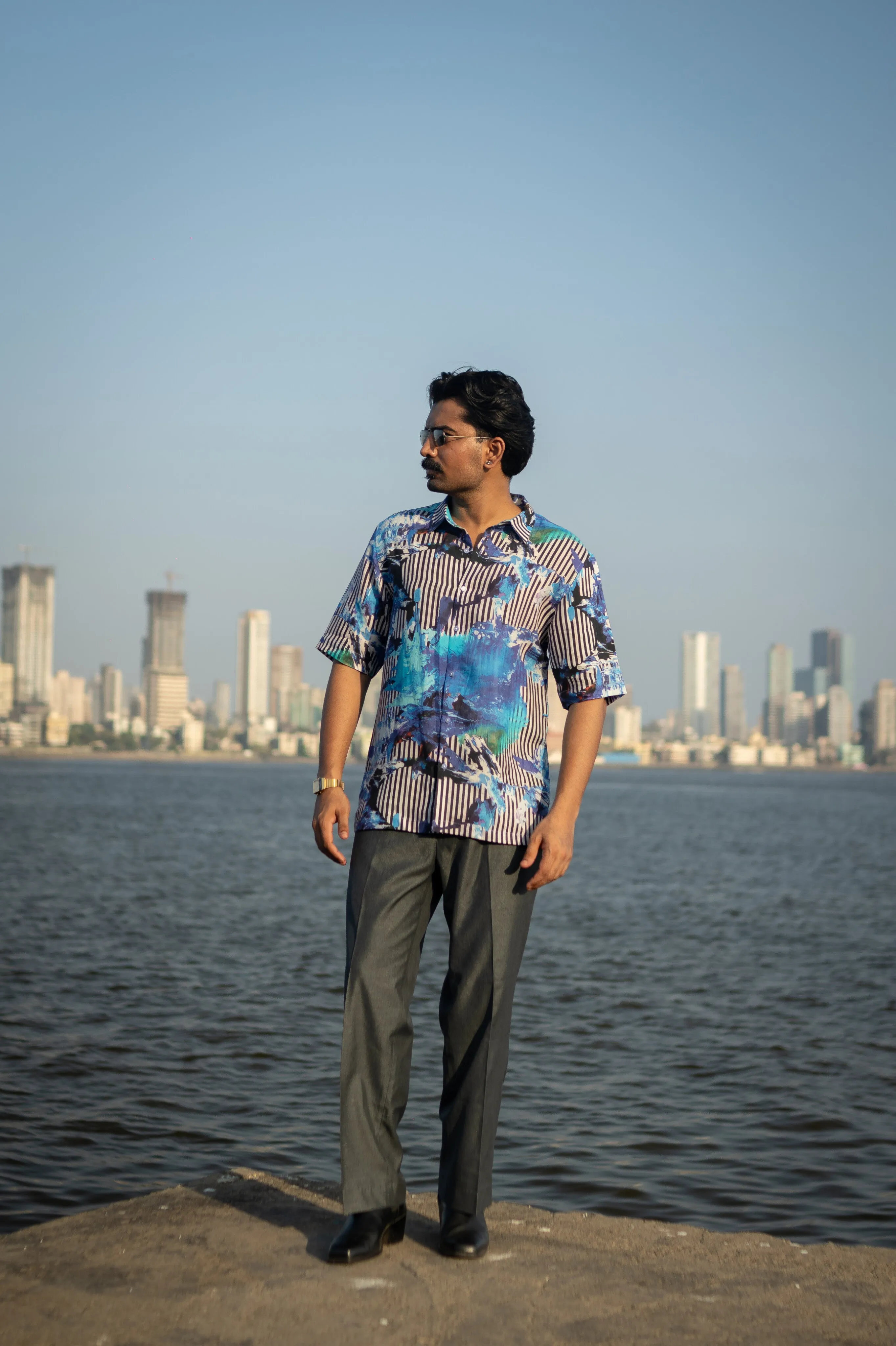 Electric Tide Pure Satin Linen Short Sleeve Shirt