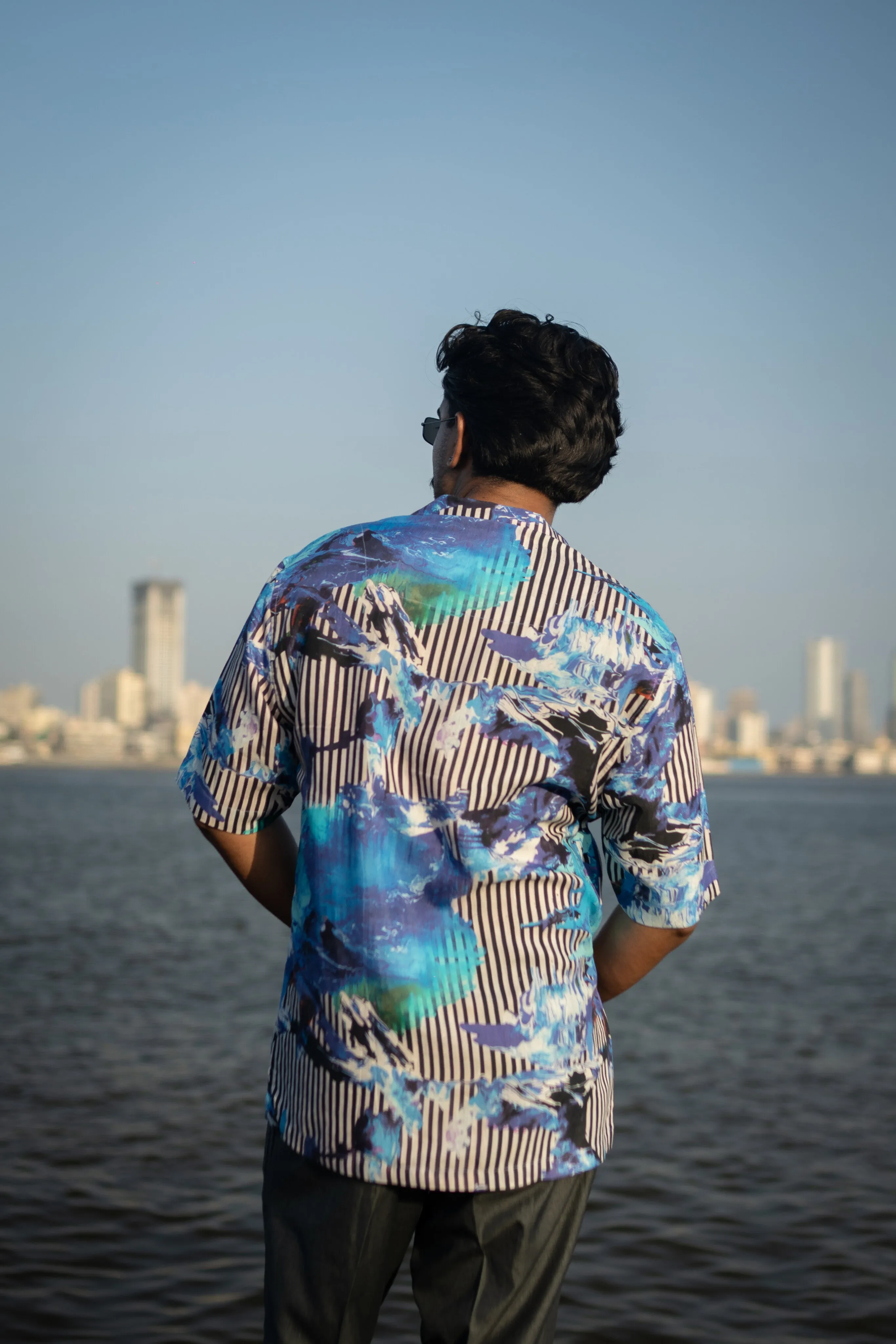 Electric Tide Pure Satin Linen Short Sleeve Shirt