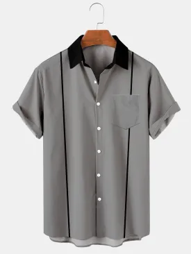 Fashion Summer Men's Casual Shirts Vintage Bowling Shirts
