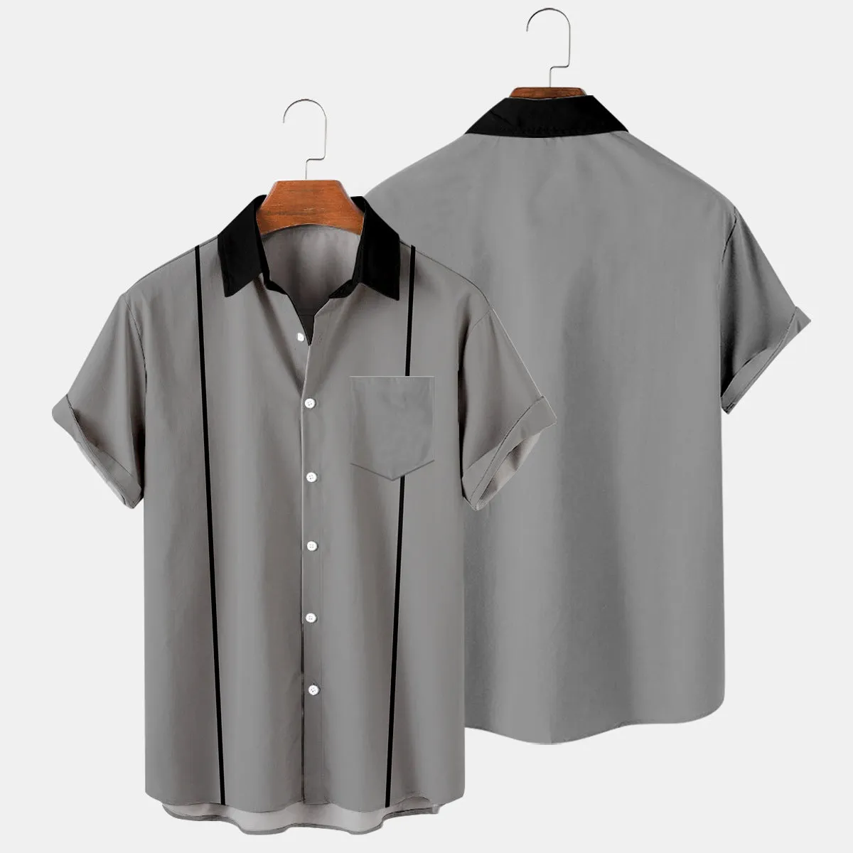 Fashion Summer Men's Casual Shirts Vintage Bowling Shirts