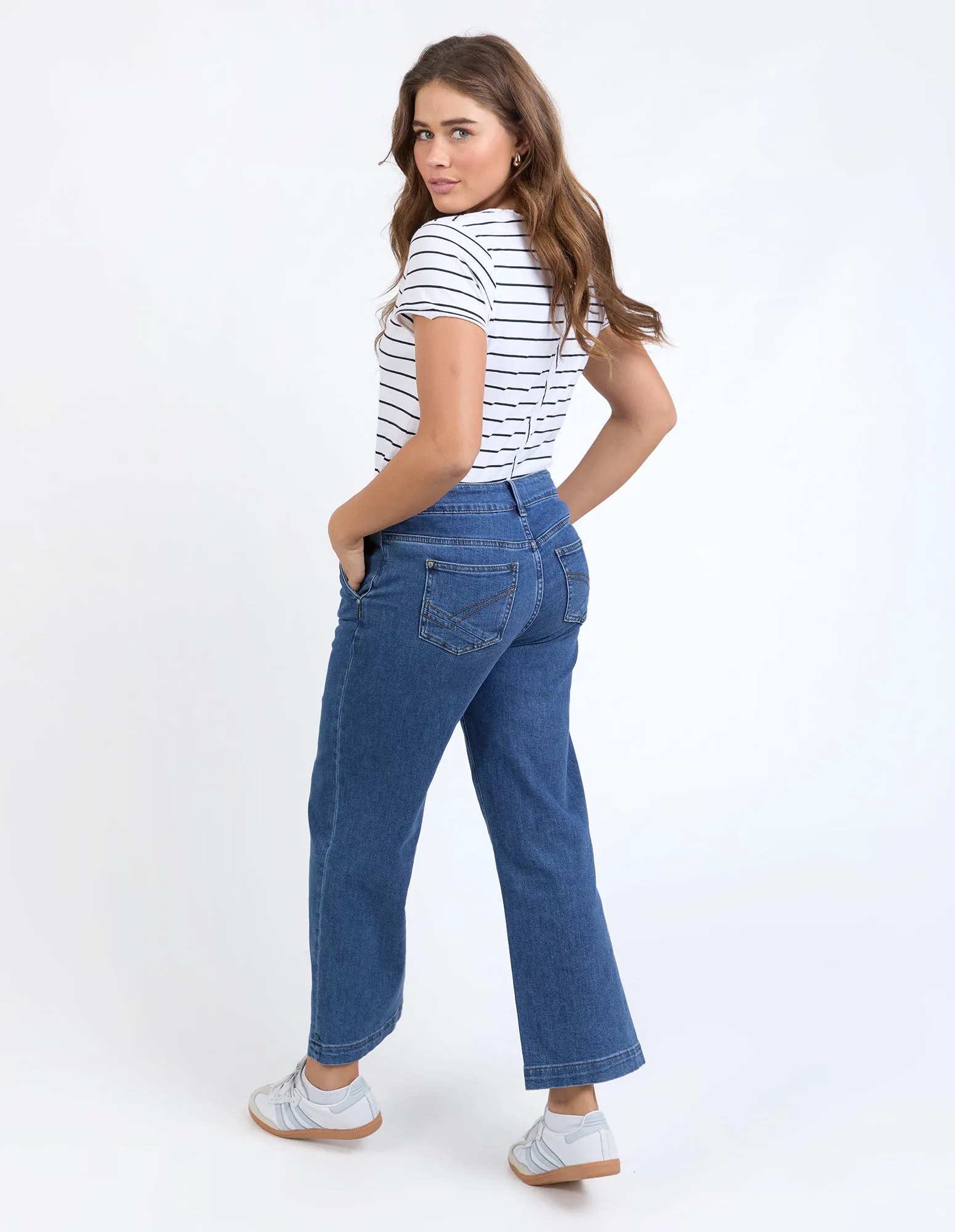 Izzy Wide Leg Jeans - Dark Blue Wash
