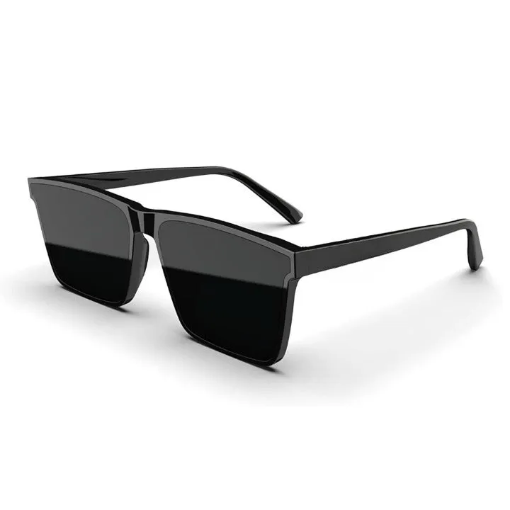 Square Oversized Sunglasses for Women Men Fashion Flat Top Big Black Frame Shades
