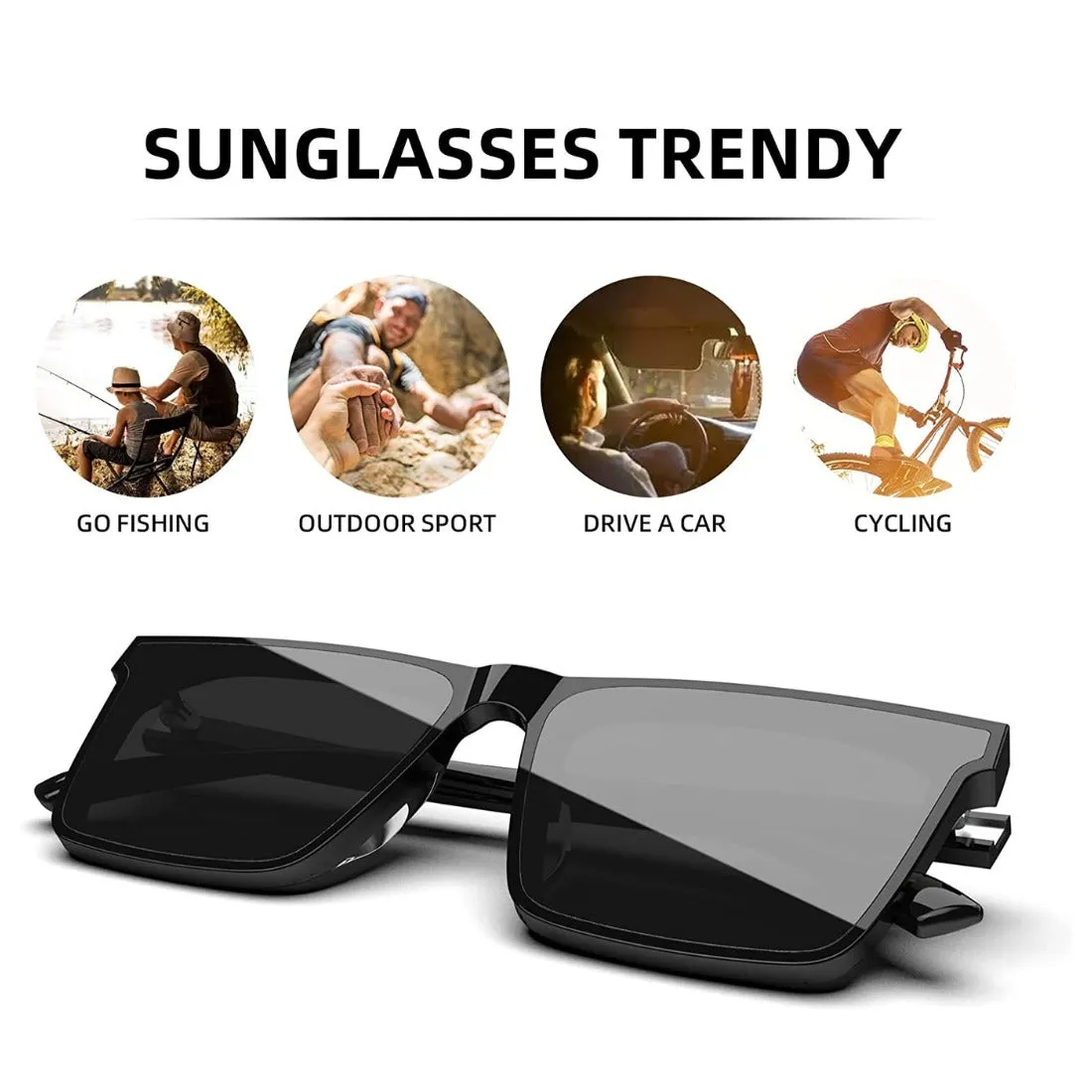 Square Oversized Sunglasses for Women Men Fashion Flat Top Big Black Frame Shades