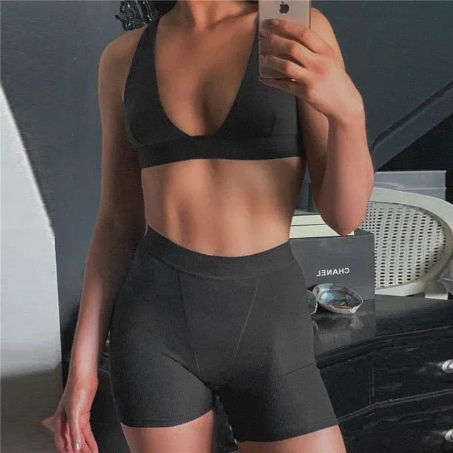 Tummy Control Yoga Shorts Gym Suit