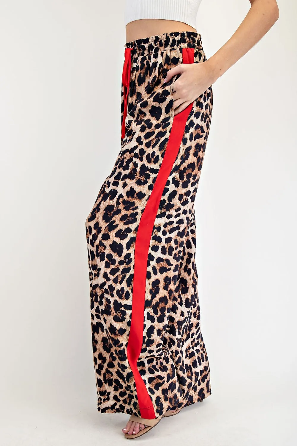 Women's Leopard printed stripe pants
