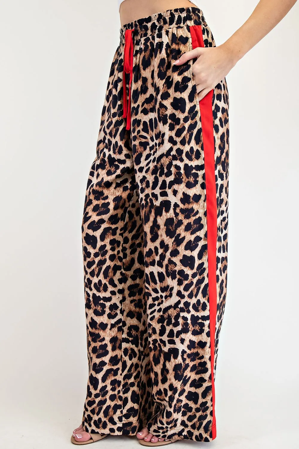 Women's Leopard printed stripe pants