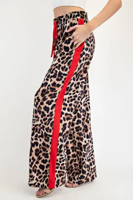 Women's Leopard printed stripe pants