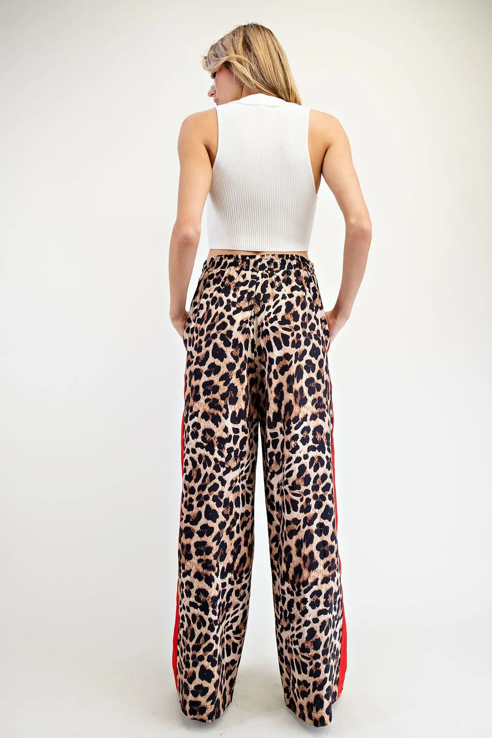 Women's Leopard printed stripe pants