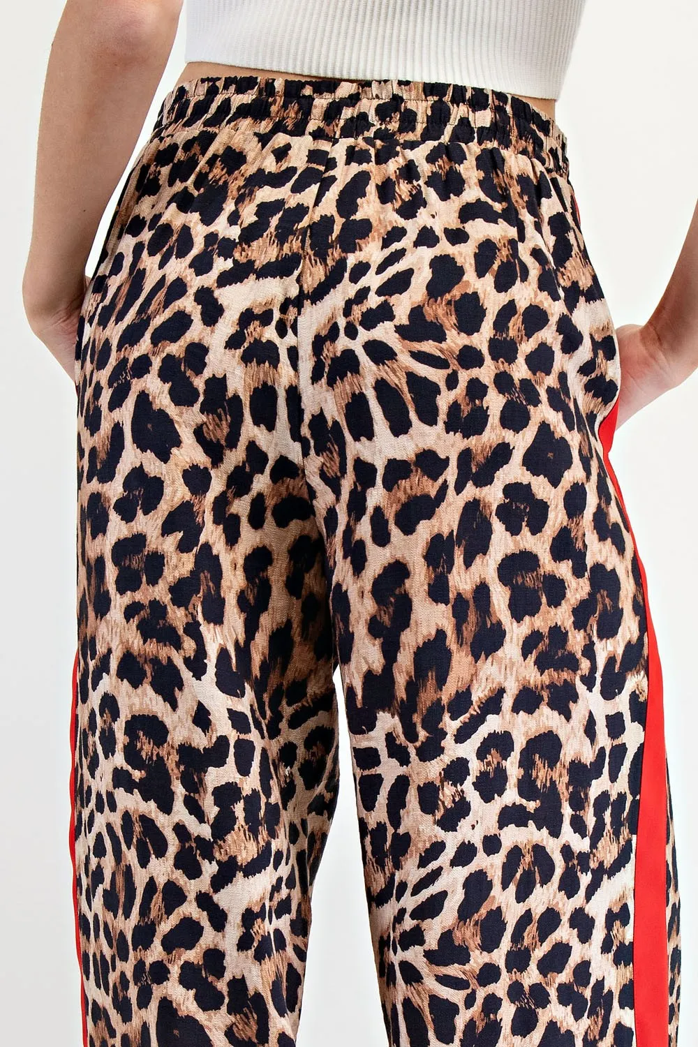 Women's Leopard printed stripe pants