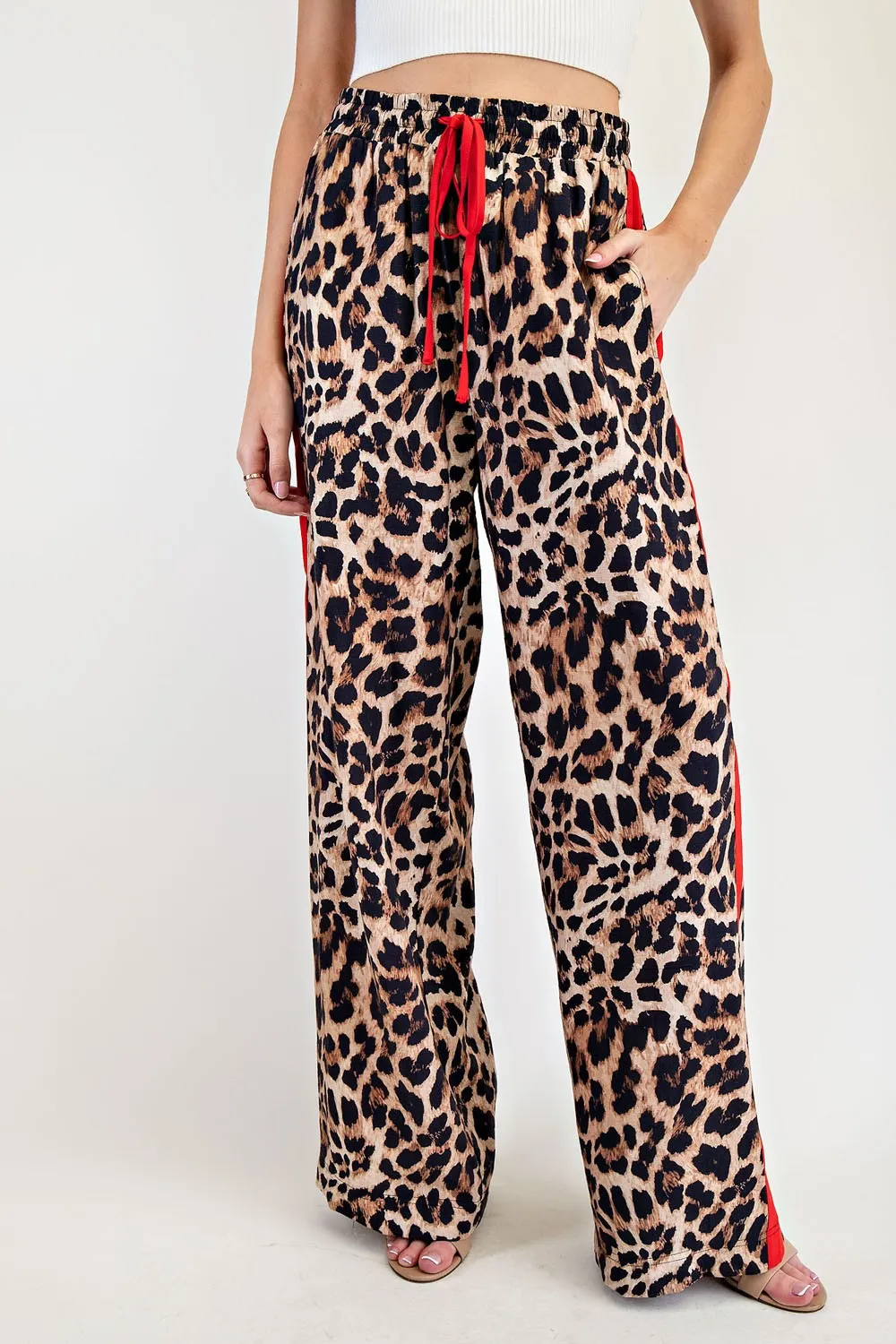 Women's Leopard printed stripe pants